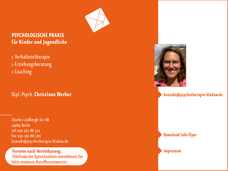 Christiane Werber - Psychologische Praxis fr Kinder + Jugendliche - Verhaltenstherapie, Erziehungsberatung, Coaching, Berlin, Spandau, Kladow, Seeburg, Gro Glienicke, Falkensee